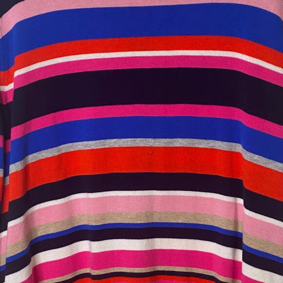 Lands' End Size Large 100% Supima Cotton Multicolored Striped Cardigan Sweater - Picture 4 of 5